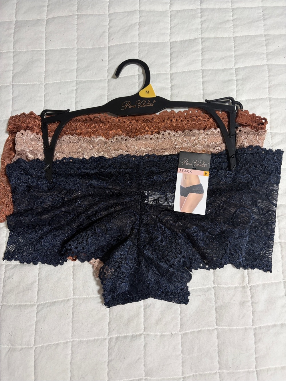 Rene Rofe Lace Boyshorts 3-Pack — Navy, Taupe, Rust